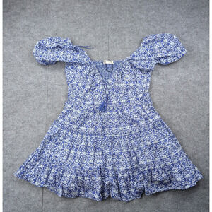 Zara Mini Dress Womens XL Milkmaid Coastal Cowgirl Floral Peasant Boho Western